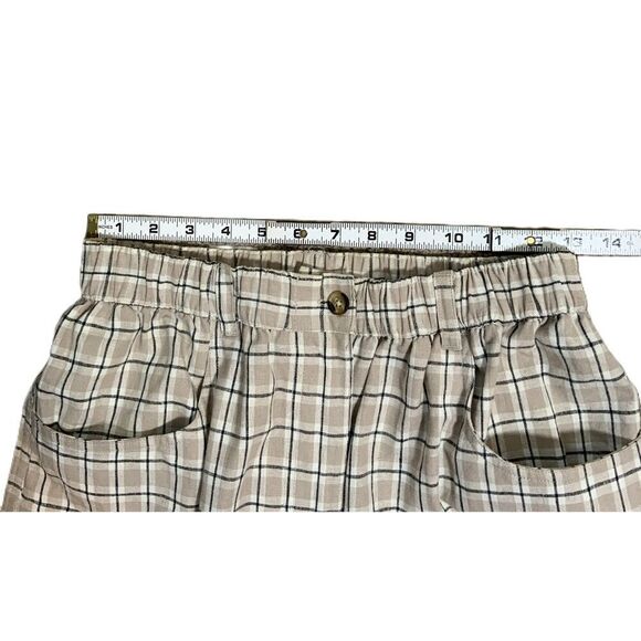 Baxter Wells Neutral Plaid Pattern Linen Blend Pants Sz 10 Preppy Light Academia - Picture 8 of 15